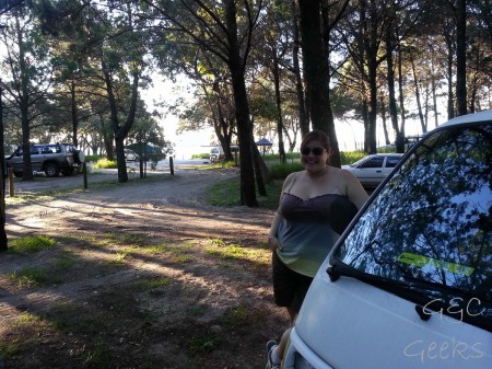 Sous les arbres avec les pioupious partout, des dindons, et la plage au bout ... bienvenue à Inskip Point, au camp Sarawak !