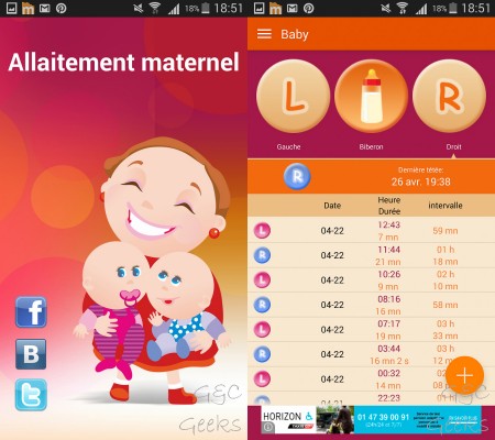 allaitement maternel application android